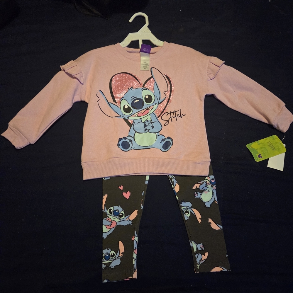 Stitch Kids Two Piece Set - Pink and Black